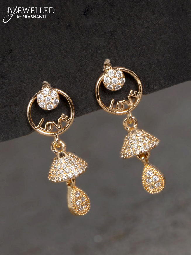 Rose gold earrings with cz stones and hangings