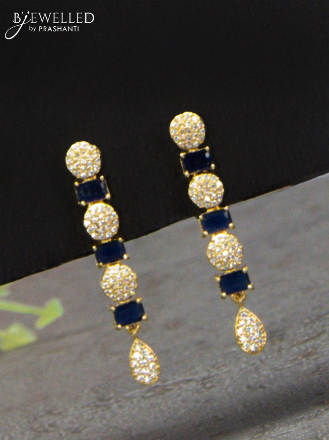 Zircon haaram with sapphire and cz stones in gold finish