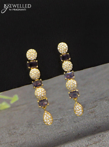 Zircon haaram with violet and cz stones in gold finish