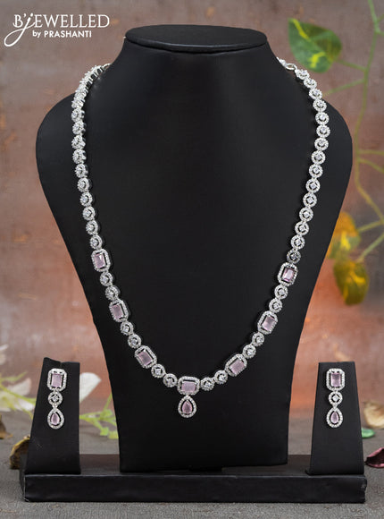 Zircon haaram with baby pink and cz stones