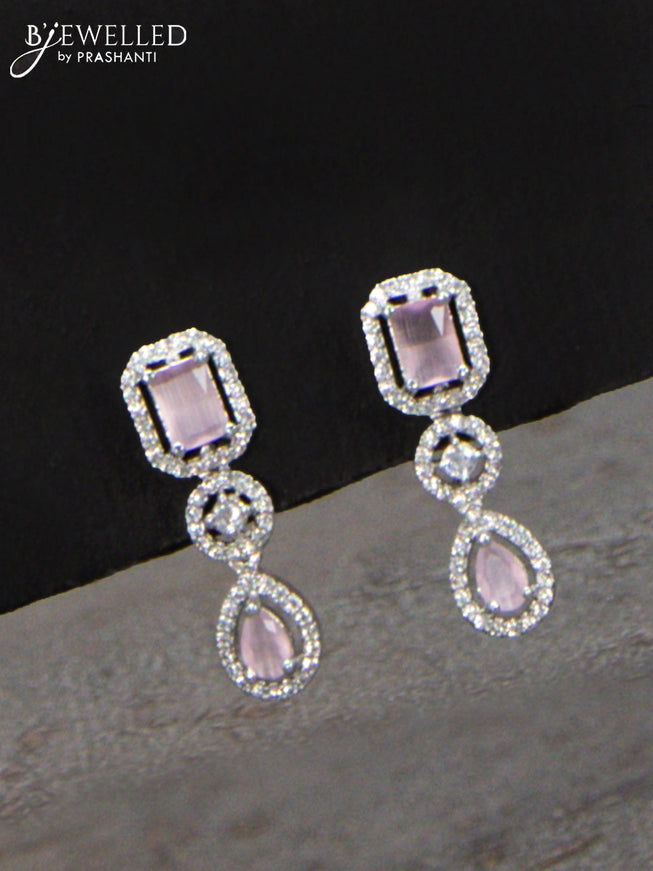 Zircon haaram with baby pink and cz stones