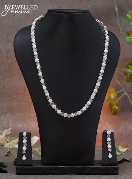 Zircon haaram with baby pink and cz stones