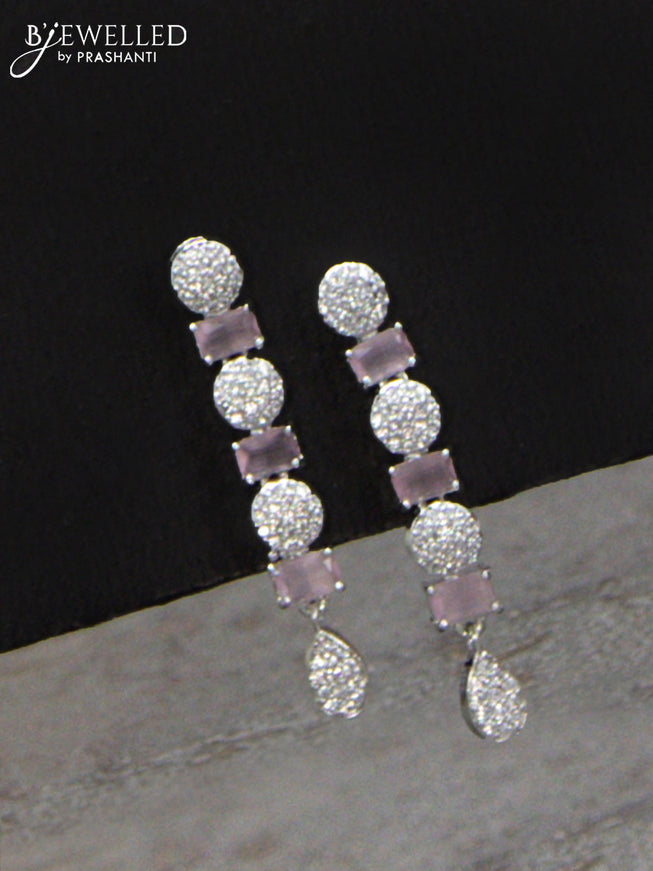 Zircon haaram with baby pink and cz stones