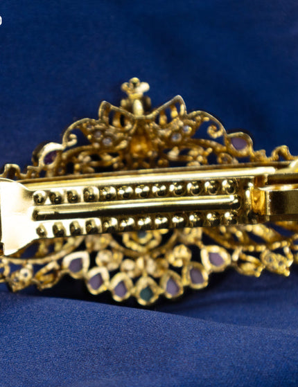 Antique hair clip medium size with kemp and cz stones