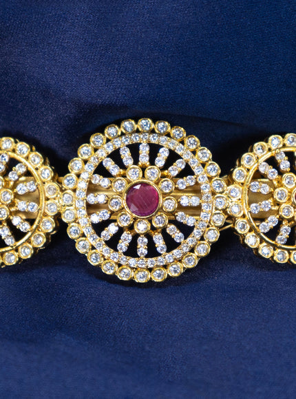 Antique hair clip medium size with pink kemp and cz stones