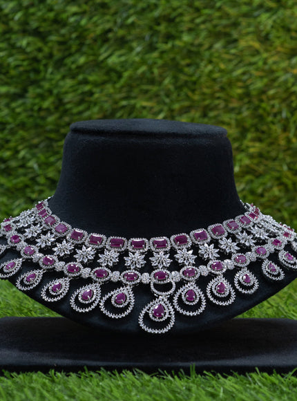 Zircon choker floral design with ruby and cz stones