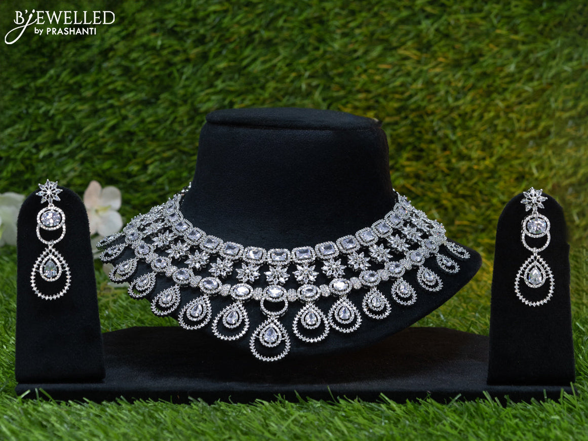 Zircon choker floral design with cz stones