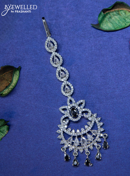 Zircon maang tikka with black & cz stones and hangings