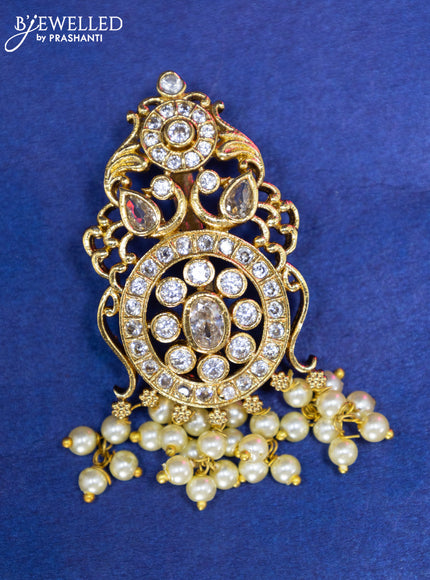 Antique pendant set with cz stones and pearl hangings