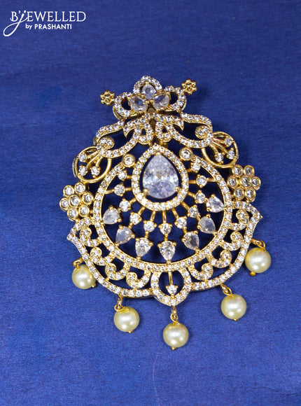 Antique pendant set with cz stones and pearl hangings