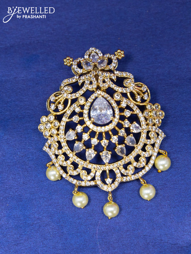 Antique pendant set with cz stones and pearl hangings