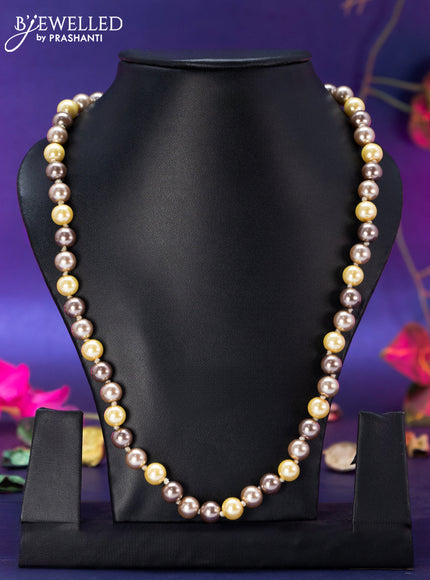 Jaipur pearl beaded necklace with brown and yellow without earrings