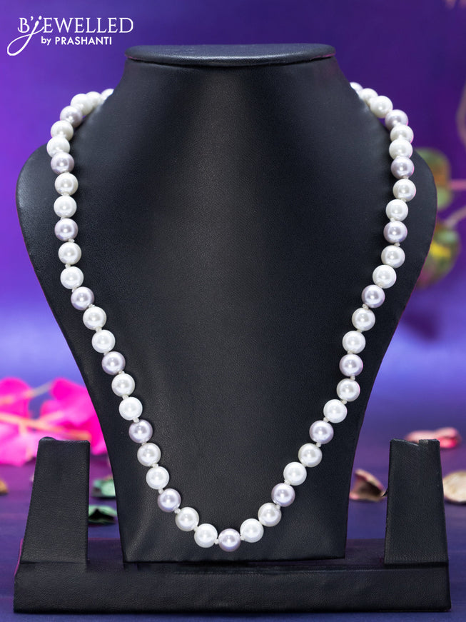 Jaipur pearl beaded necklace with mild lavender and white without earrings