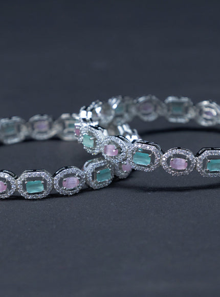 Zircon bangles with mint green & baby pink and cz stones