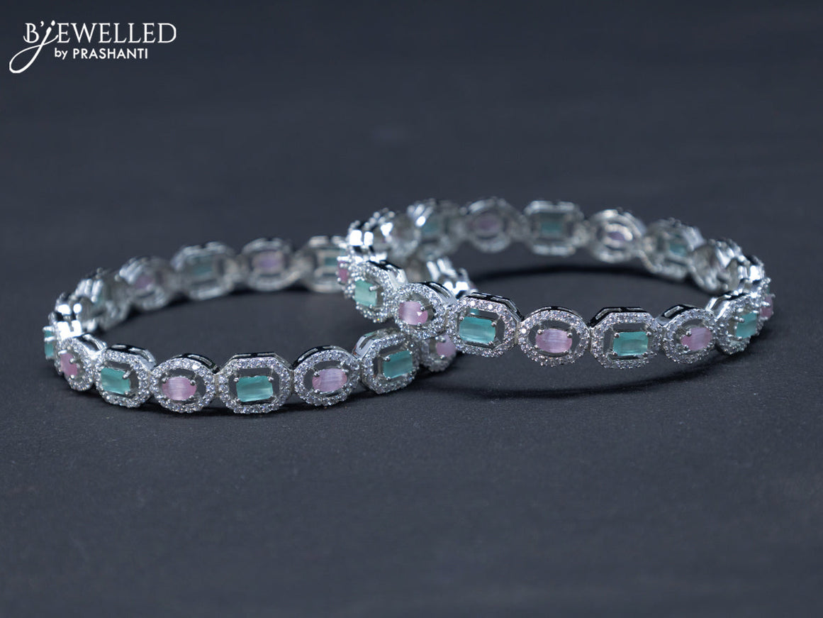 Zircon bangles with mint green & baby pink and cz stones