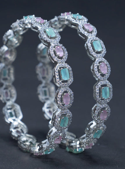 Zircon bangles with mint green & baby pink and cz stones