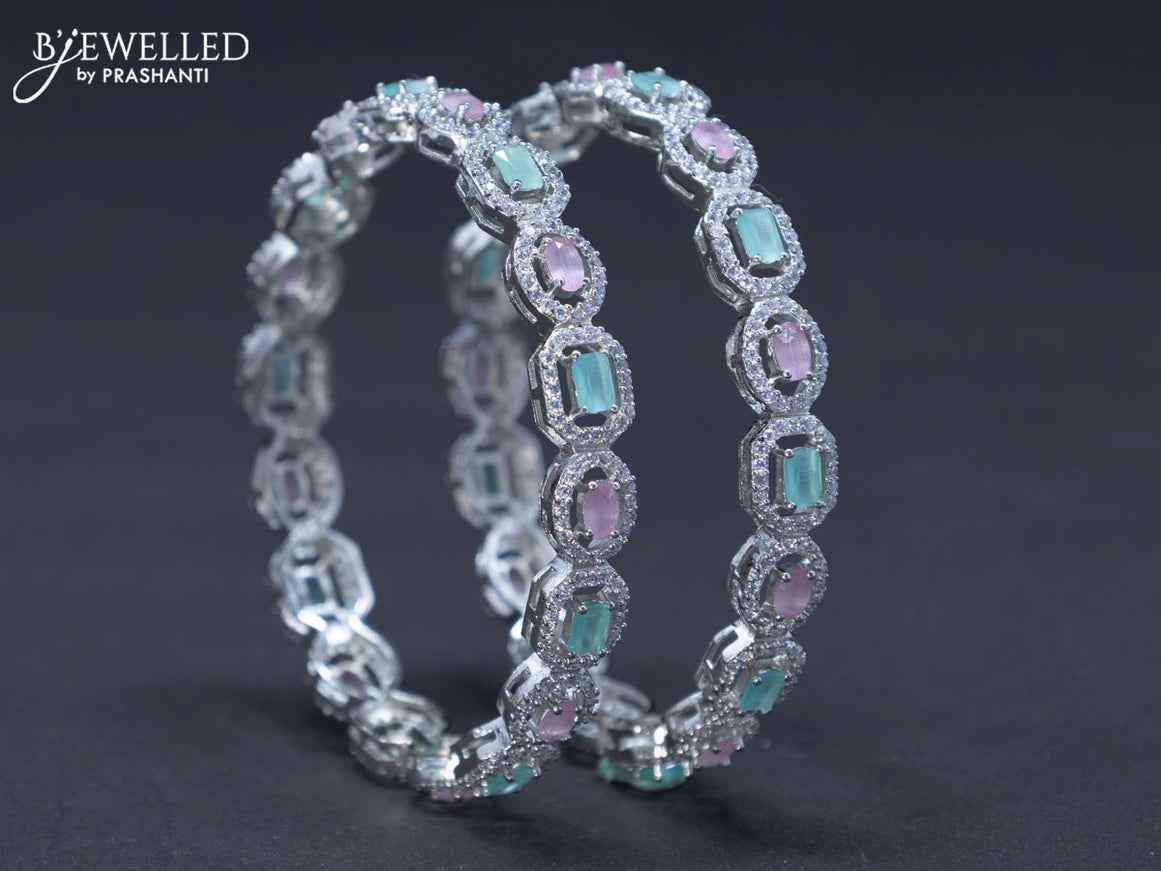 Zircon bangles with mint green & baby pink and cz stones