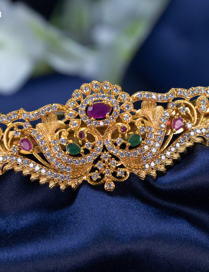 Antique Hair clip big size peacock design with kemp and cz stones