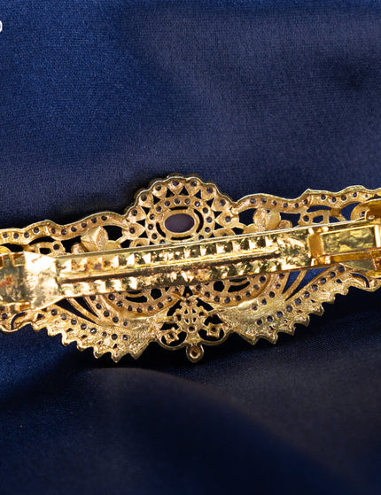 Antique Hair clip big size peacock design with kemp and cz stones