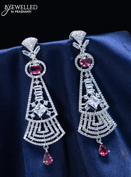 Zircon earrings witn ruby and cz stones