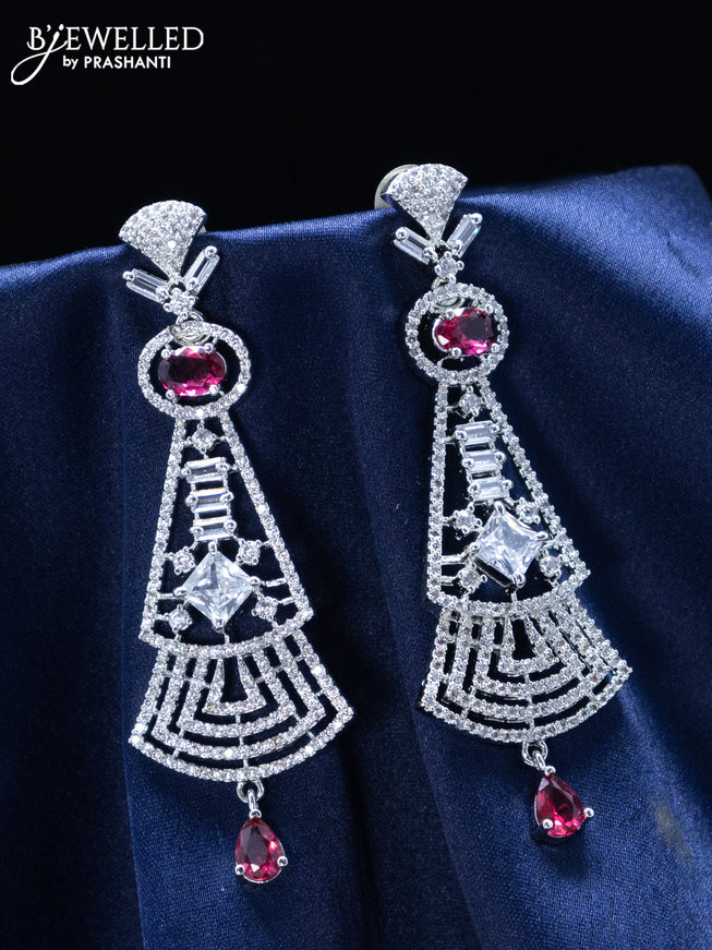 Zircon earrings witn ruby and cz stones