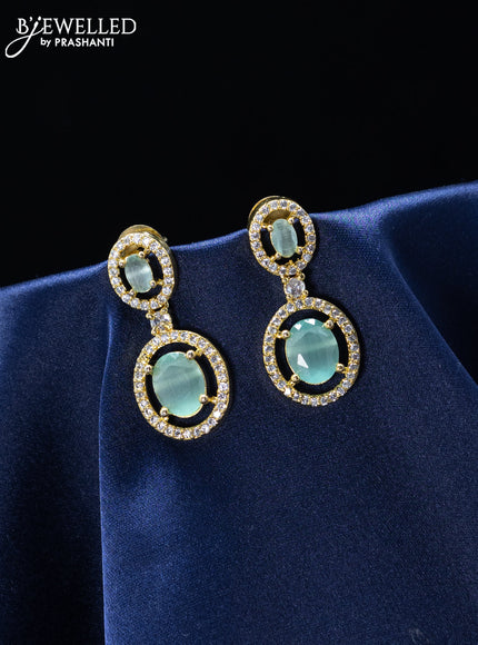 Zircon earrings with mint green and cz stones