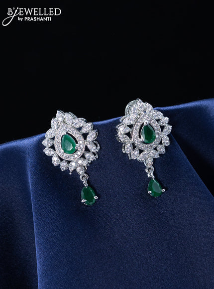 Zircon earrings with emerald and cz stones