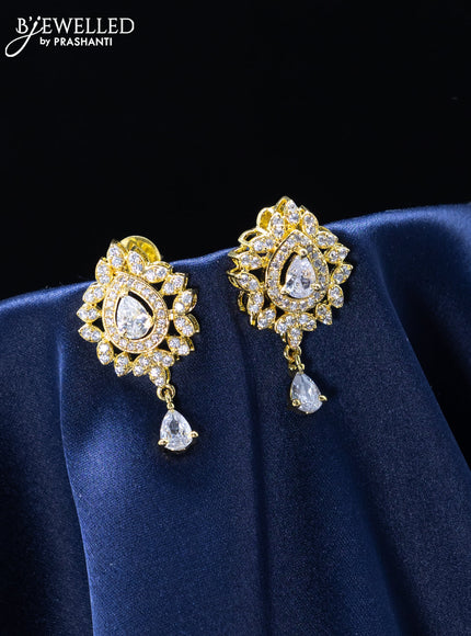 Zircon earrings with cz stones in gold finish