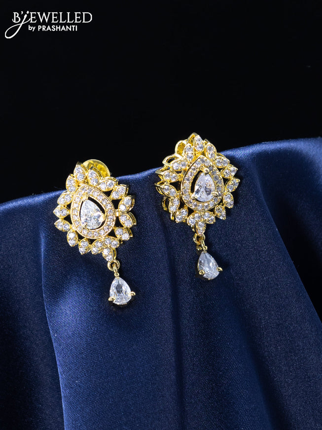 Zircon earrings with cz stones in gold finish