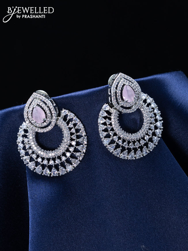 Zircon earrings with baby pink and cz stones