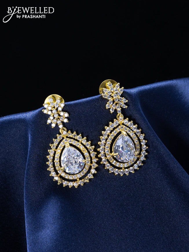 Zircon earrings with cz stones in gold finish