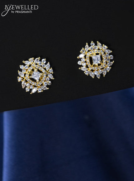 Zircon earrings with cz stones in gold finish