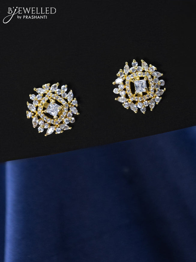 Zircon earrings with cz stones in gold finish