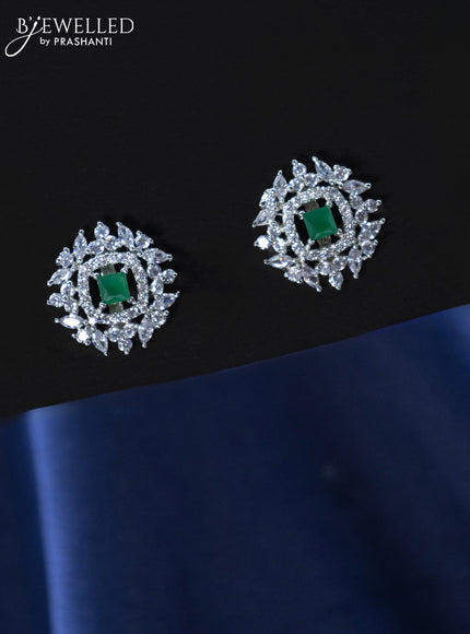 Zircon earrings with emerald and cz stones