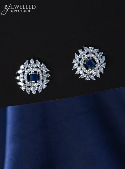 Zircon earrings with sapphire and cz stones