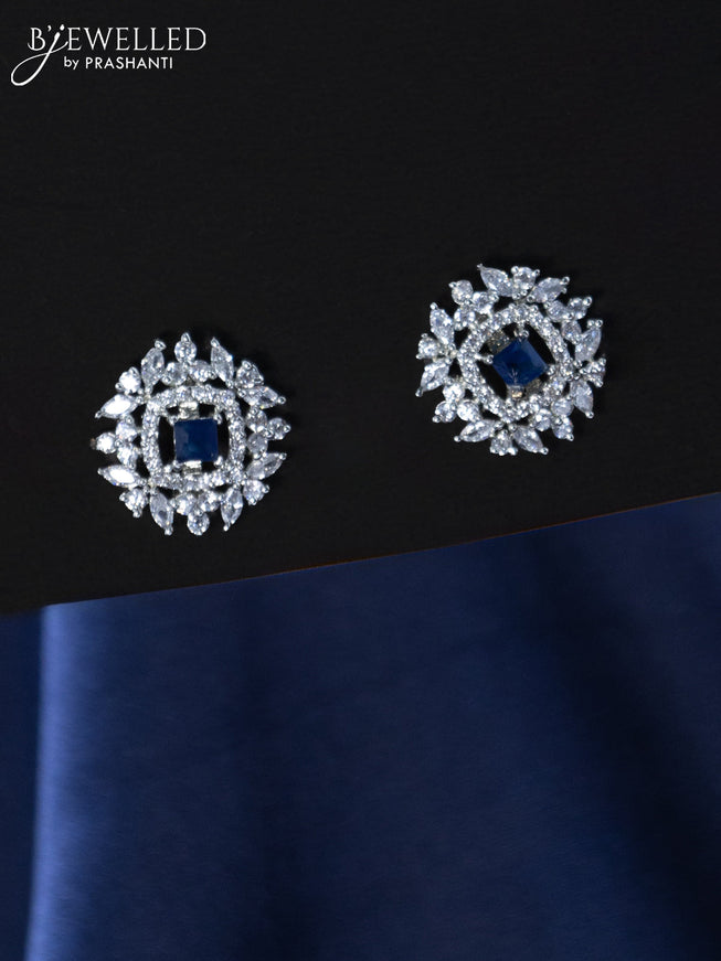 Zircon earrings with sapphire and cz stones