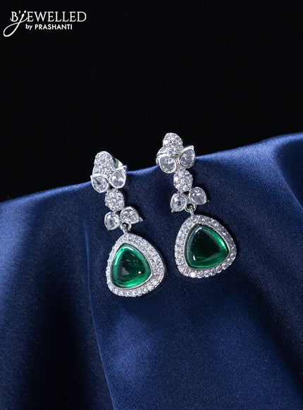 Zircon earrings with emerald and cz stones