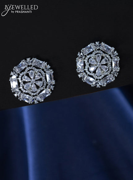 Zircon earrings floral design with cz stones