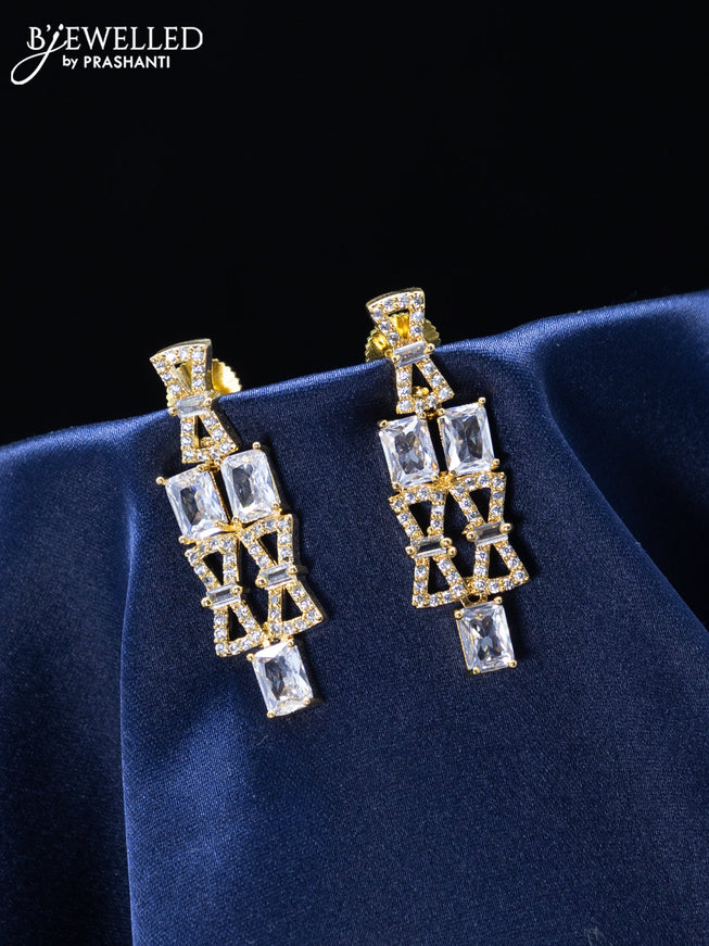 Zircon earrings with cz stones in gold finish