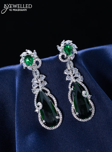 Zircon earrings with emerald and cz stones