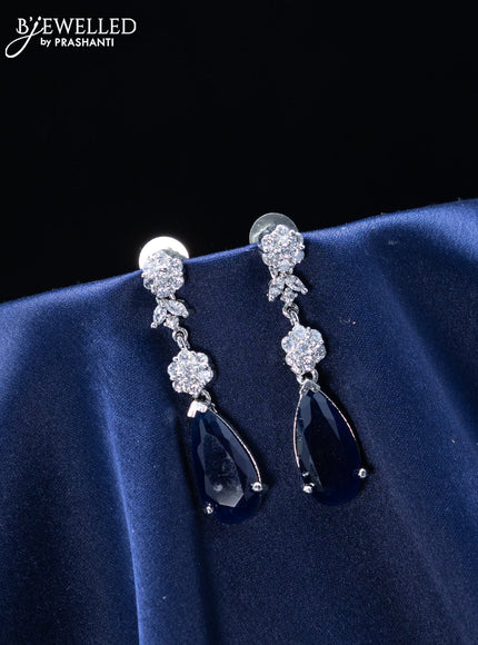 Zircon earrings floral design with sapphire and cz stones