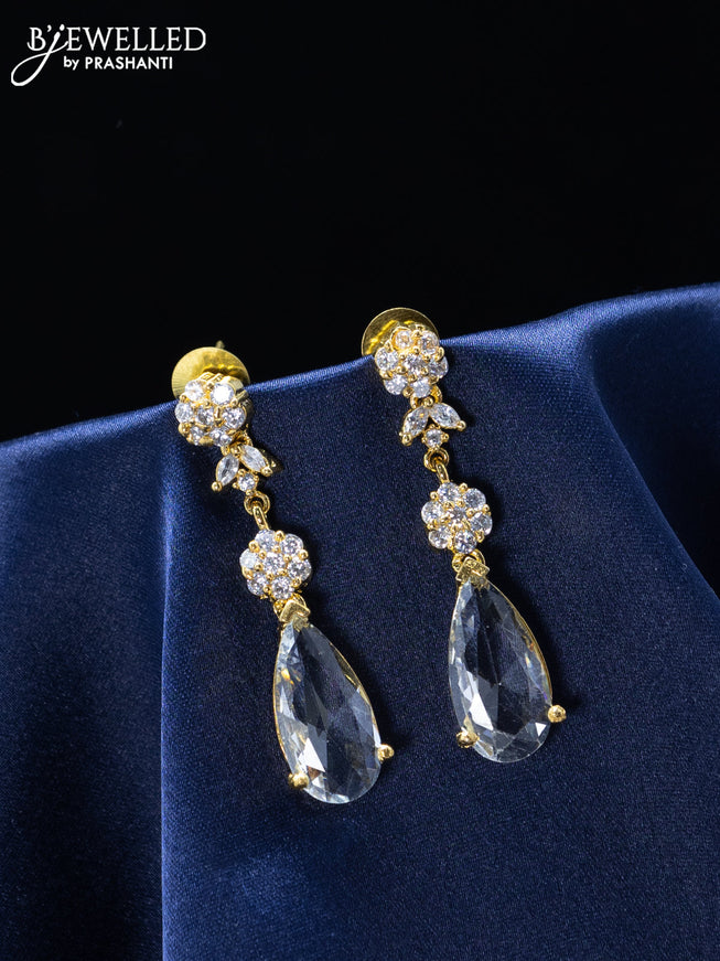 Zircon earrings floral design with cz stones