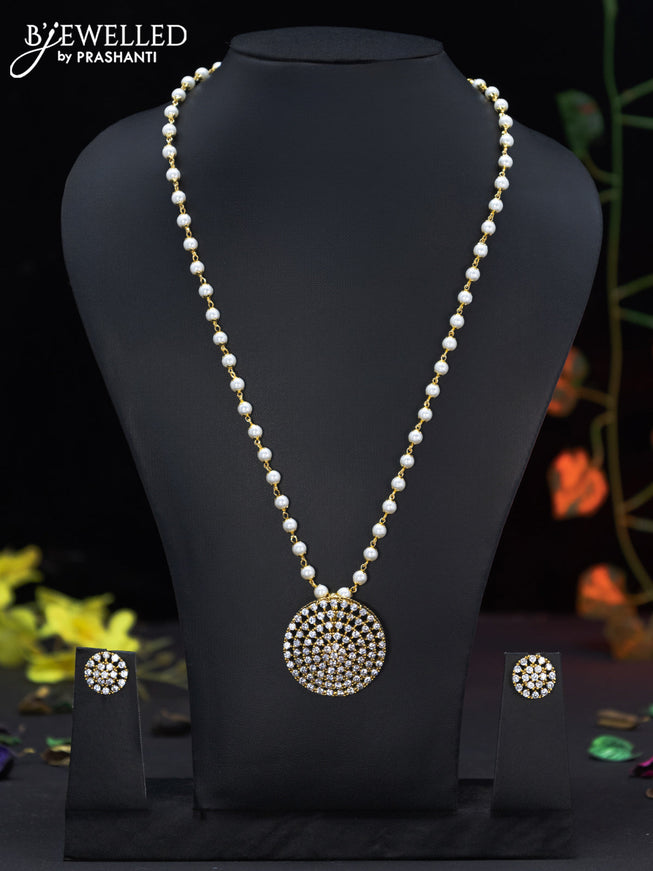 Pearl haaram floral design with cz stones