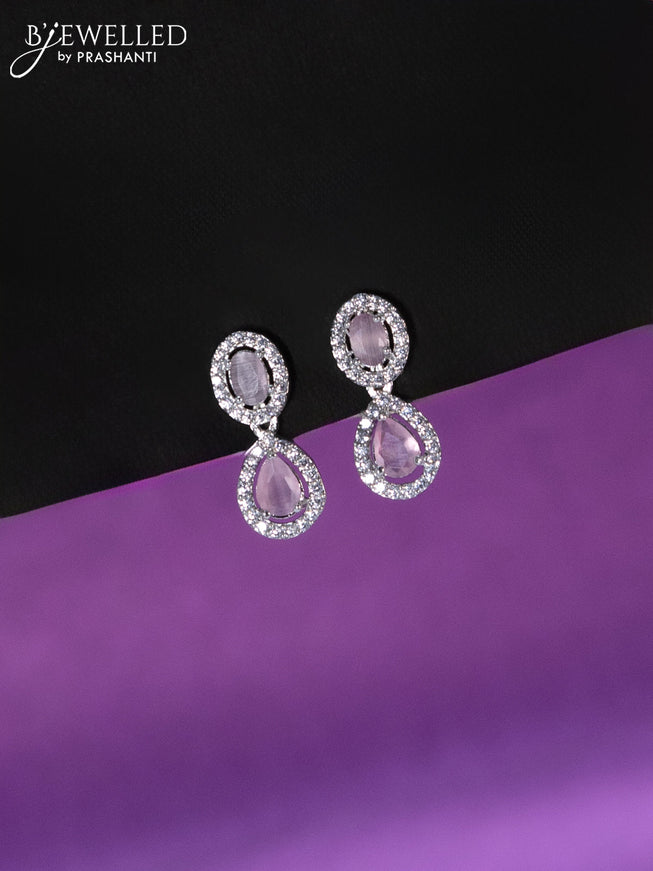 Zircon haaram with baby pink and cz stones