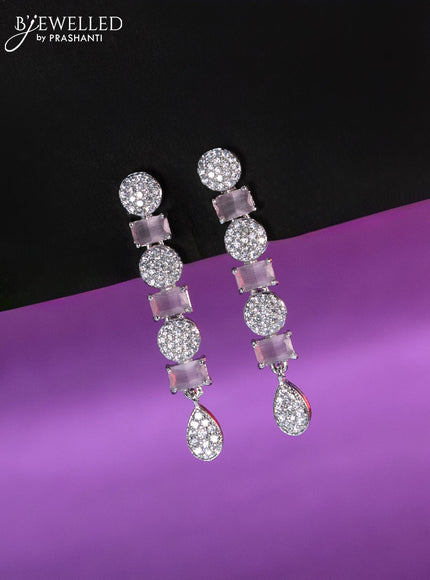 Zircon haaram with baby pink and cz stones