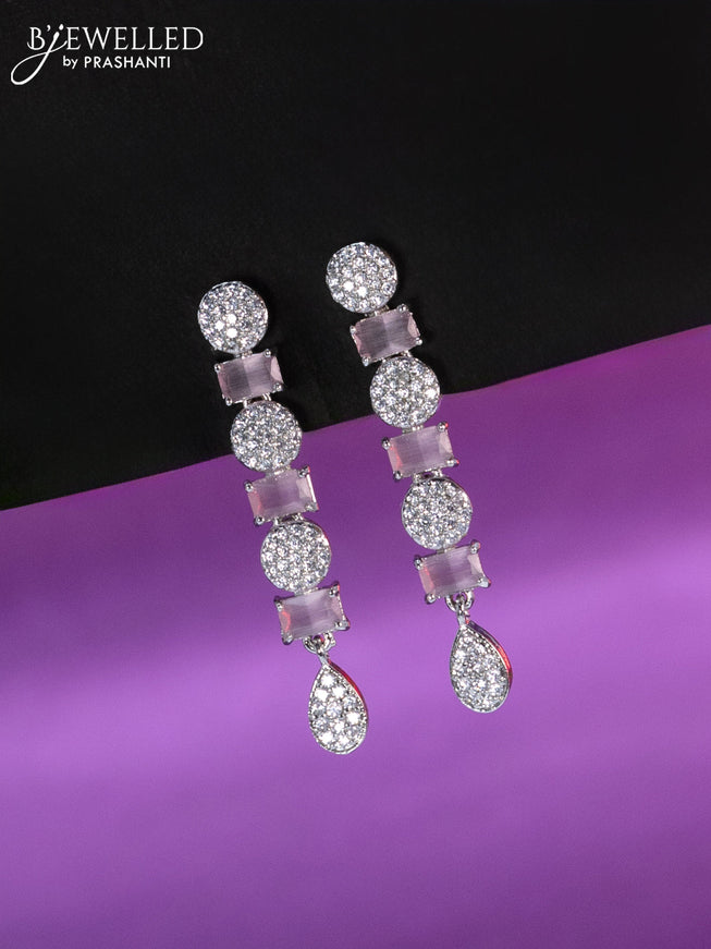 Zircon haaram with baby pink and cz stones