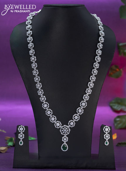 Zircon haaram with emerald and cz stones