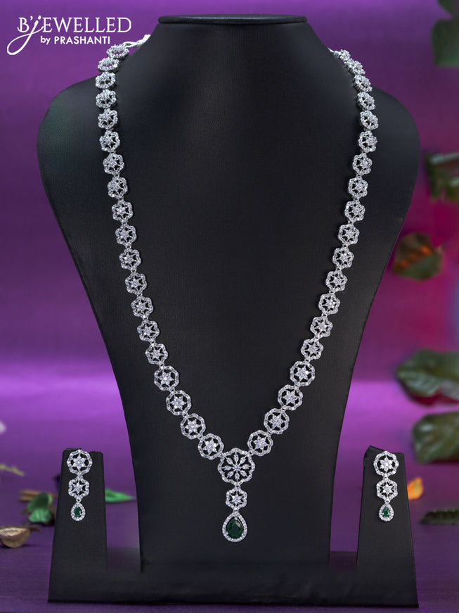 Zircon haaram with emerald and cz stones