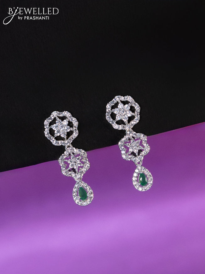 Zircon haaram with emerald and cz stones