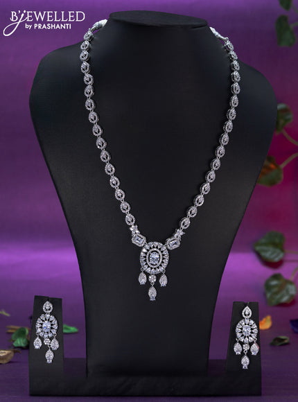 Zircon haaram with cz stones and hanging